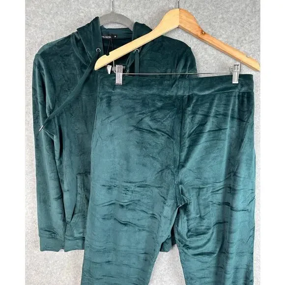 Royal Matrix 2 Piece Velour Tracksuit Women's Size M Green Full Zip Pull On Pant - Picture 5 of 9